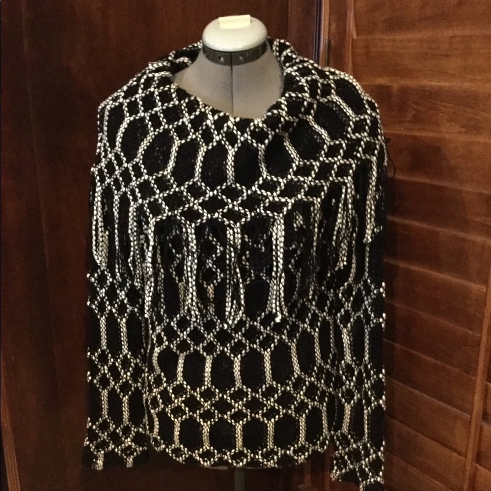 Black and white cowl neck sweater. Size Small